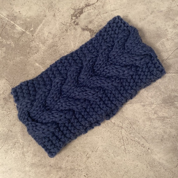 Knitted winter headband slate blue - Picture 2 of 4